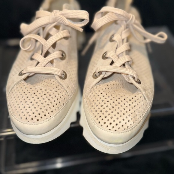 Softwaves Cream Platform Sneakers with Breathable Knit Upper - Picture 3 of 16